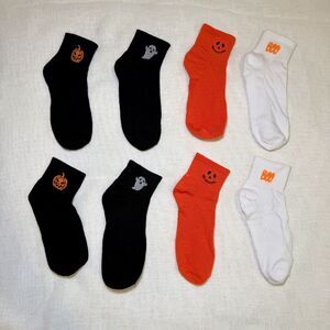 Halloween Ankle Socks 4 Pack Lot Pumpkin Ghost Boo Embroidered NWOT